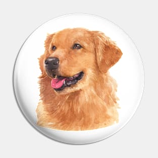 Beautiful Golden Retriever Watercolor Art Pin