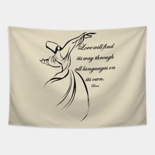 Love Will Find Its Way Through All Languages Rumi Quote Tapestry