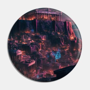 Acropolis Cyberpunk style Pin