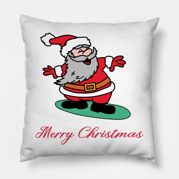 Surfing Santa Pillow by KarwilbeDesigns