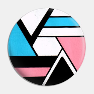 Pink Blue Black White Geometric Abstract Acrylic Painting Pin