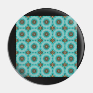Turquoise and Gold gemmed Kaleidoscope pattern 25 Pin
