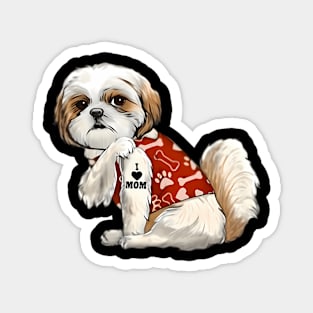 I Love Mom Tattoo Shih Tzu Mom Mother's Day Magnet