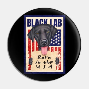 funny cute red white and blue with Black Lab USA patriotic Pin