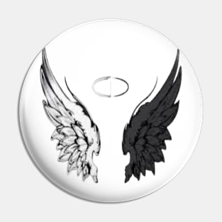 Wings Angel black and white Pin