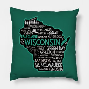 Eau Claire Wisconsin cute Milwaukee, Osseo, Green Bay, Kenosha, Racine, Appleton, Waukesha, Eau Claire, Oshkosh, Janesville Pillow