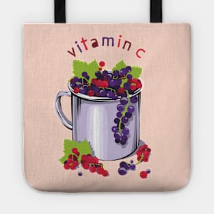 Mug with fresh black and red currant berries. Vitamin C Tote