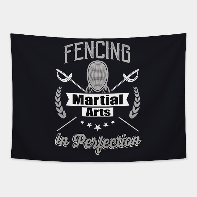 Fencing Martial Arts in Perfection Fencing Equipment Tapestry by Foxxy Merch