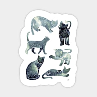 Galaxy Cats Pattern - Gray Magnet