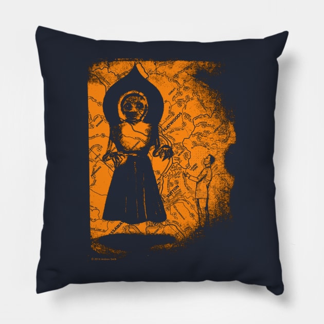 Braxton County Monster #2 Orange Pillow by AWSchmit