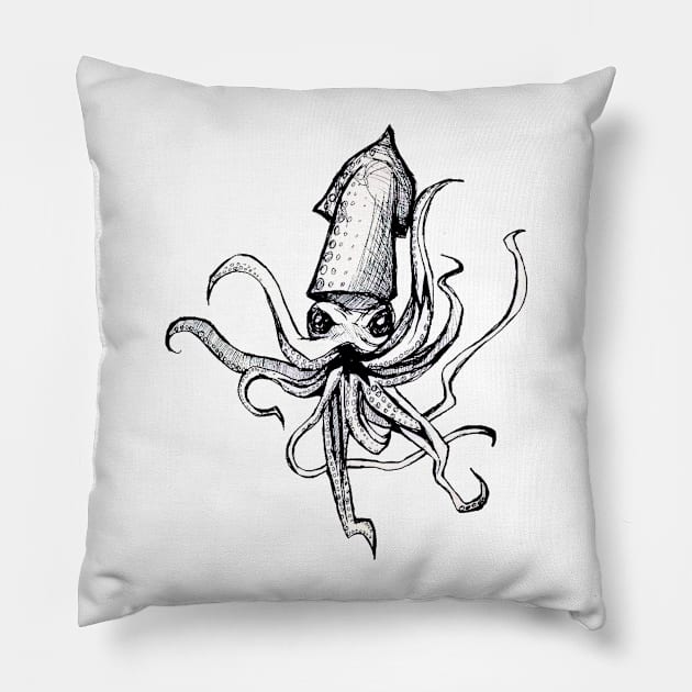 Angry Squid Pillow by SquidhunterWA