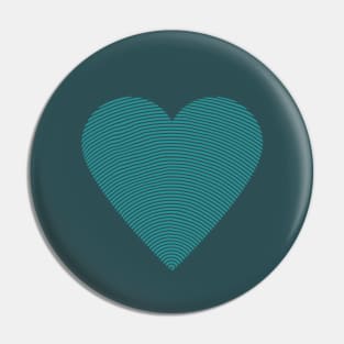 Stripes Heart Art Design Teal Pin