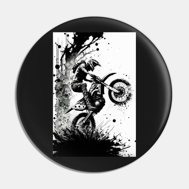 Dirt bike cool wheelie - splashed ink - white background Pin by KoolArtDistrict