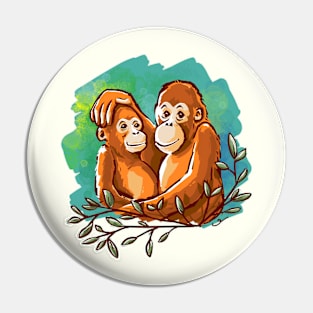 Monkey Hugs Pin