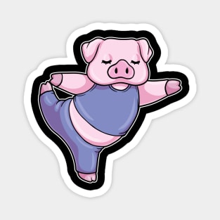 Pig at Yoga Stretching Legs Magnet