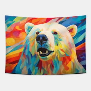 Polar Bear Animal Portrait Colorful Painting Tapestry