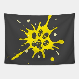 Dog Paw Paint Splash - Yellow Tapestry