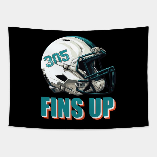 Fins Up Miami Dolphins Tapestry by vectrus