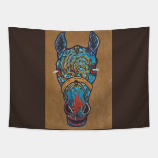 Blue spiral horse Tapestry