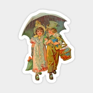 Children Walking In The Rain Magnet