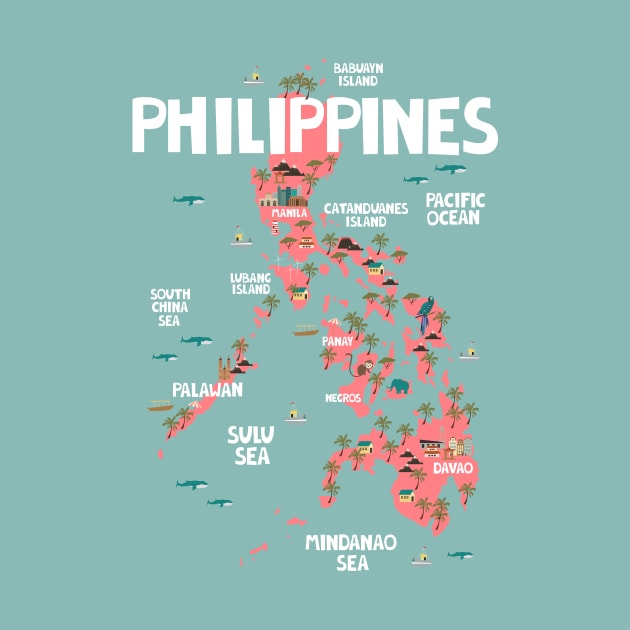 Philippines Illustrated Map by JunkyDotCom