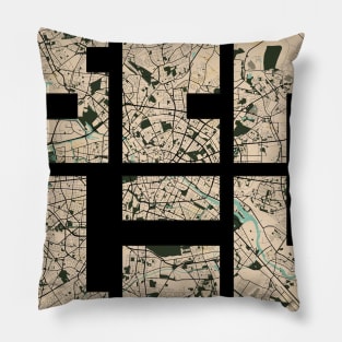 Berlin, Germany City Map Typography - Vintage Pillow