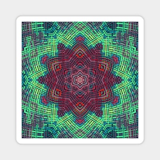 Weave Mandala Green Blue and Red Magnet