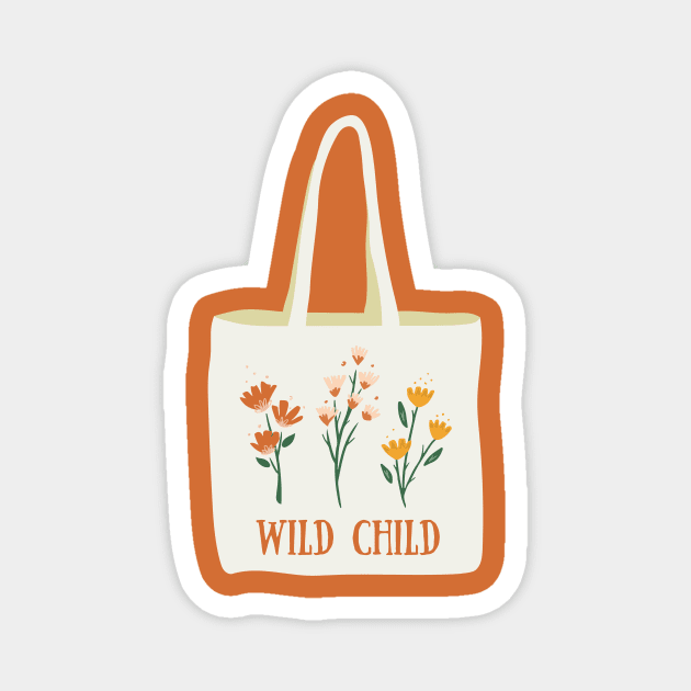 Wild Child Flower Tote Bag Magnet by DesignStory