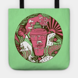 Pink and Mint Coffee In Japan Tote