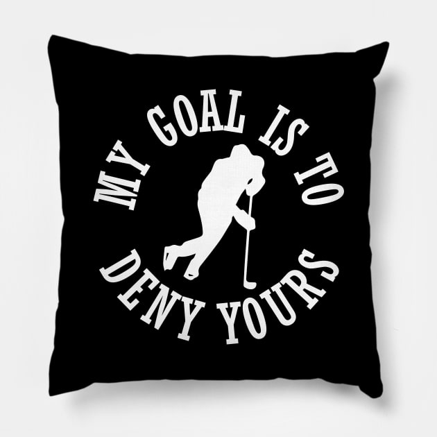 Funny Hockey Defender Denying Goals Pillow by theperfectpresents