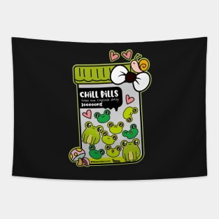 chill pills cute frog pills cartoon Tapestry