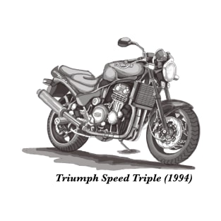 Drawing of Retro Classic Motorcycle Triumph Speed Triple 1994 T-Shirt