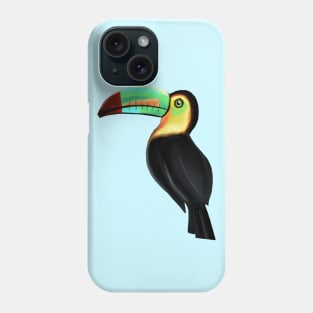 Yellow and Black Toucan on Bright Blue Phone Case