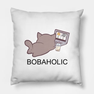 Quarantine With A Bobaholic Kitty! Pillow