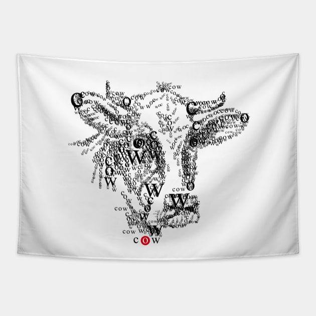 Font illustration "cow" Tapestry by t-shirts-cafe