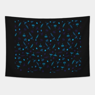 Blue Hanukkah symbols pattern Tapestry
