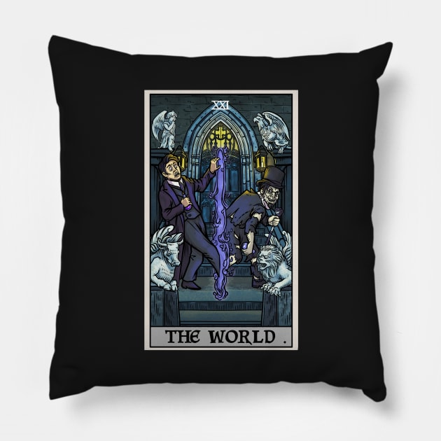 The World Tarot Card Dr Jekyll and Mr Hyde Halloween Gothic Gift Pillow by TheGhoulishGarb