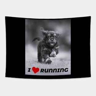 I Love Running Cute Dog Tapestry