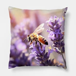 Bee Flower Nature Serene Tranquil Peace Pillow