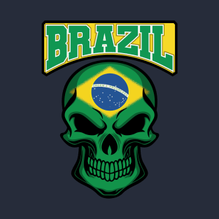 BRAZIL FLAG IN A SKULL EMBLEM T-Shirt