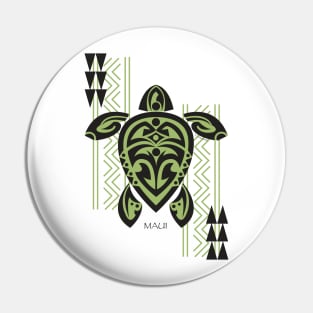 Black & Green Tribal Turtle Tattoo Warrior / Maui Pin