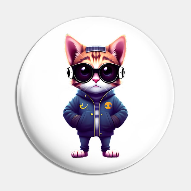 Fashionable cat in glasses Pin by LATAVIdesign