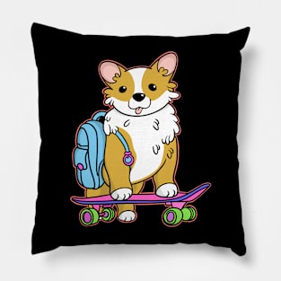 Corgi on skateboard Pillow