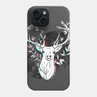 Fading Away - Glitching Abstract Deer Illustration in Black and White Phone Case