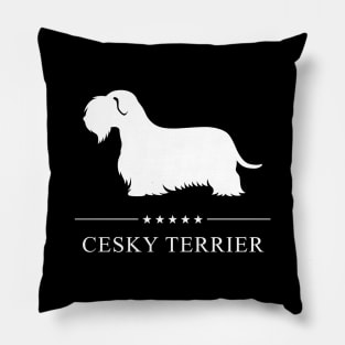 Cesky Terrier Dog White Silhouette Pillow