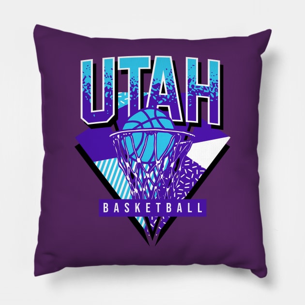 Utah Basketball 90s Throwback Pillow by funandgames