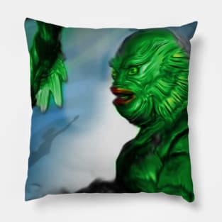 The Creature from the Black Lagoon Faux Retro Movie Poster Pillow