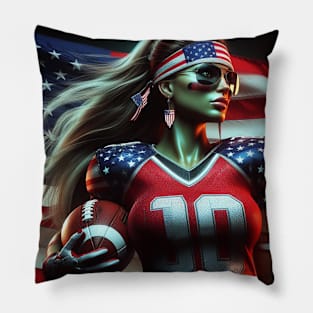 American Woman NFL Football Player #1 Pillow