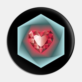 Ruby heart and Diamond soul pattern Pin