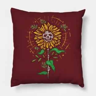 Sunflower Skull Pillow